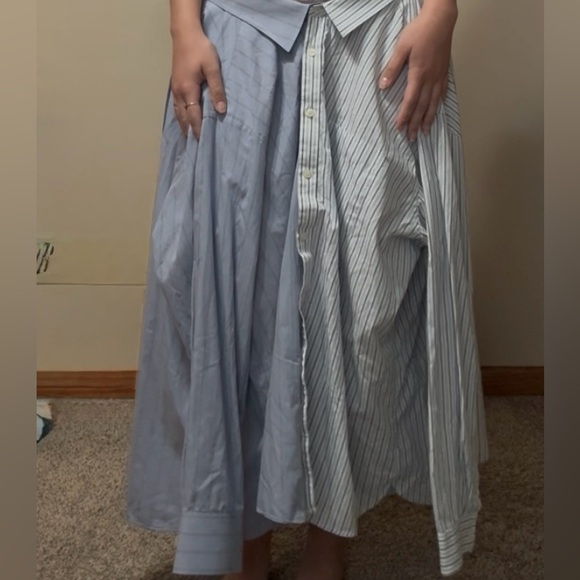 Van Heusen Michael Kors Button Up Cotton Blue and White Maxi Skirt - Picture 2 of 4